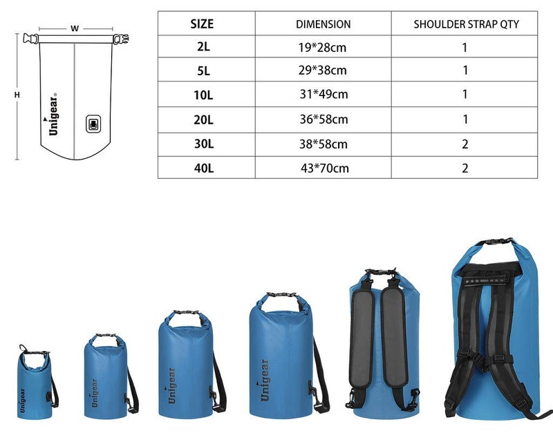 Unigear Dry Bag Waterproof, Floating and Lightweight Bags for Kayaking, Boating, Fishing, Swimming and Camping with Waterproof Phone Case (Sky Blue, 5L) - Image 2